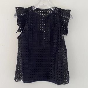 Banana Republic Summer Work Top Eyelet Flutter Sleeve Top